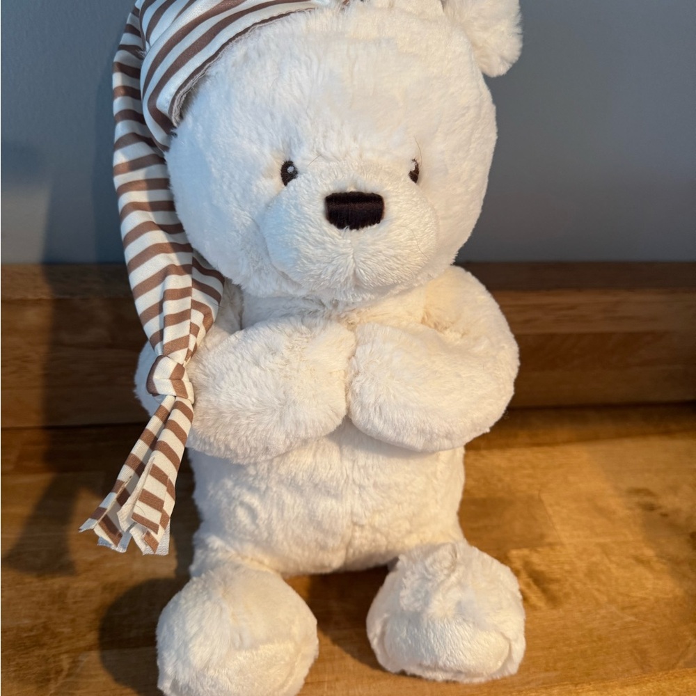 Gund White and Brown Striped Stuffed Bear